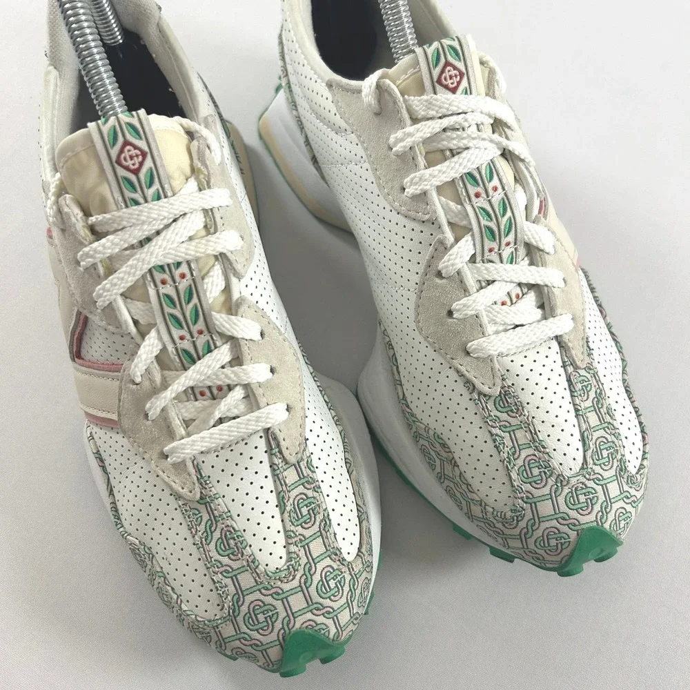 New Balance 327 Casablanca Mens 6.5 White Green Monogram Sneakers MS327CAB